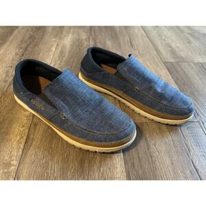 Crocs Santa Cruz Mens Slip On Shoes Blue Denim Size 12